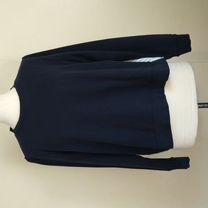 J.Crew Navy Blue Sweatshirt Back Striped Shirt Style With Buttons Size Medium